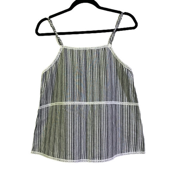 SAVANNA JANE Black & White Stripe Embroidered‎ Floral Tank Top - NWT - Picture 9 of 12